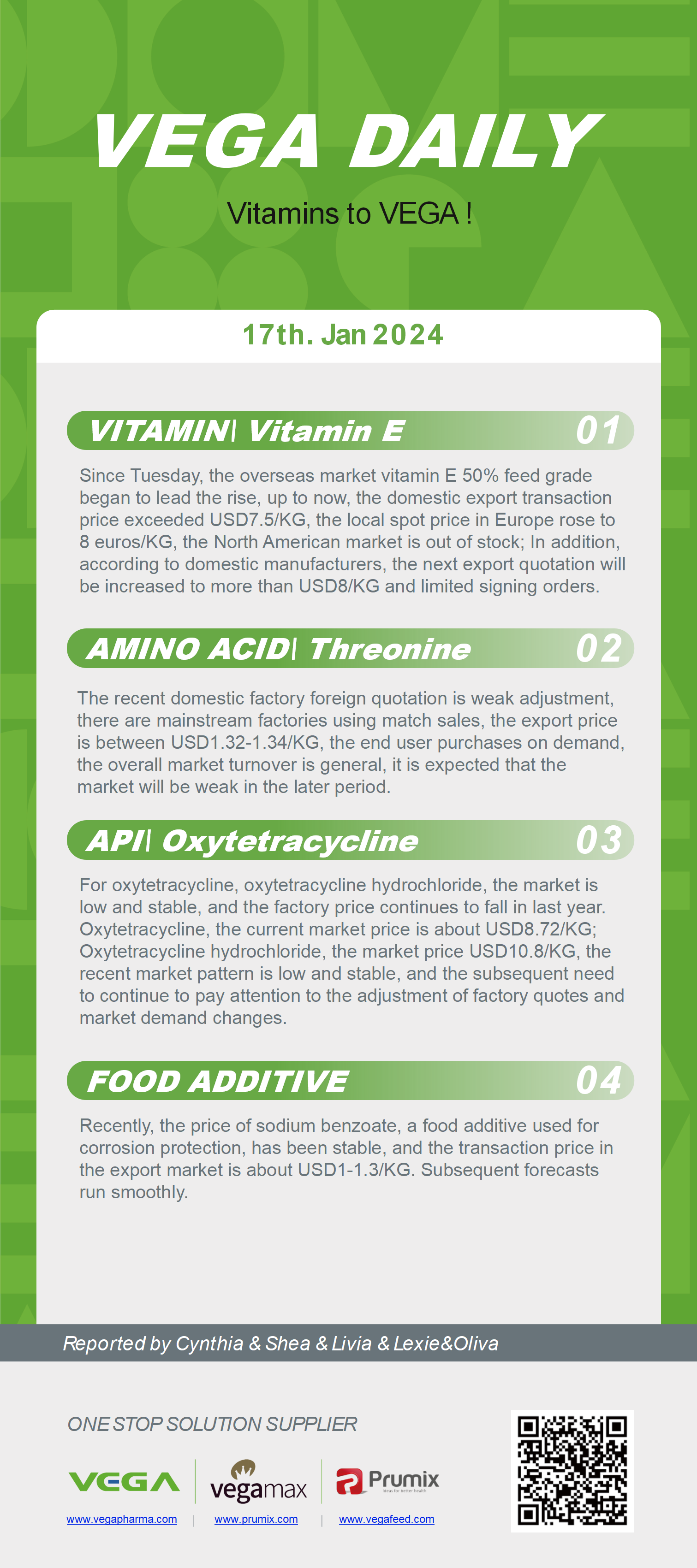 Vega Daily Dated on Jan 17th 2024 Vitamin Amino Acid APl Food Additives.png